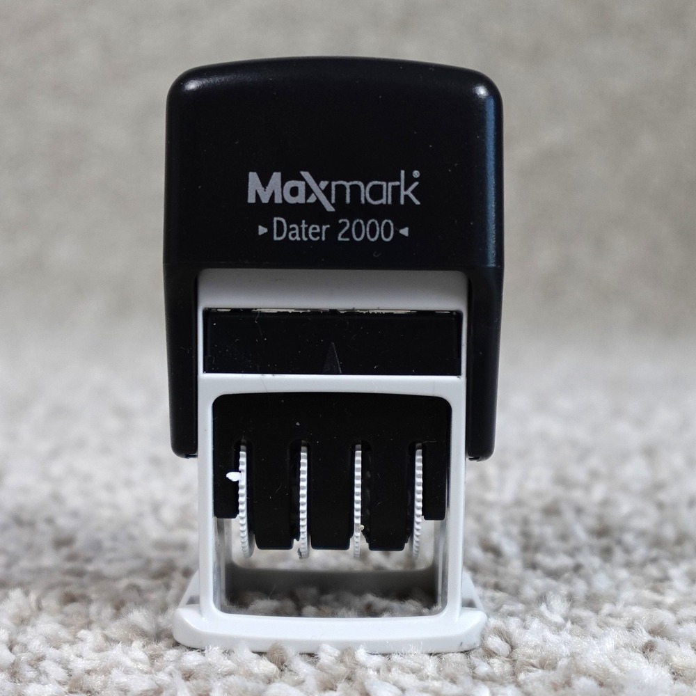 Maxmark Dater 2000 Self Inking Date Stamp Black and White Office Tool